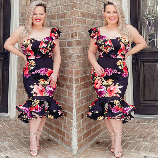 Floral garden (black) - KARINA’S  BOUTIQUE