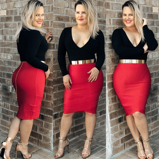 KB bandage Skirt (coral red) - KARINA’S  BOUTIQUE