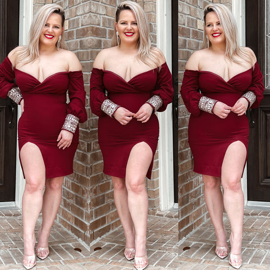 Let me sparkle dress (burgundy) - KARINA’S  BOUTIQUE