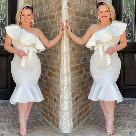 Glam princess mermaid dress (white) - KARINA’S  BOUTIQUE